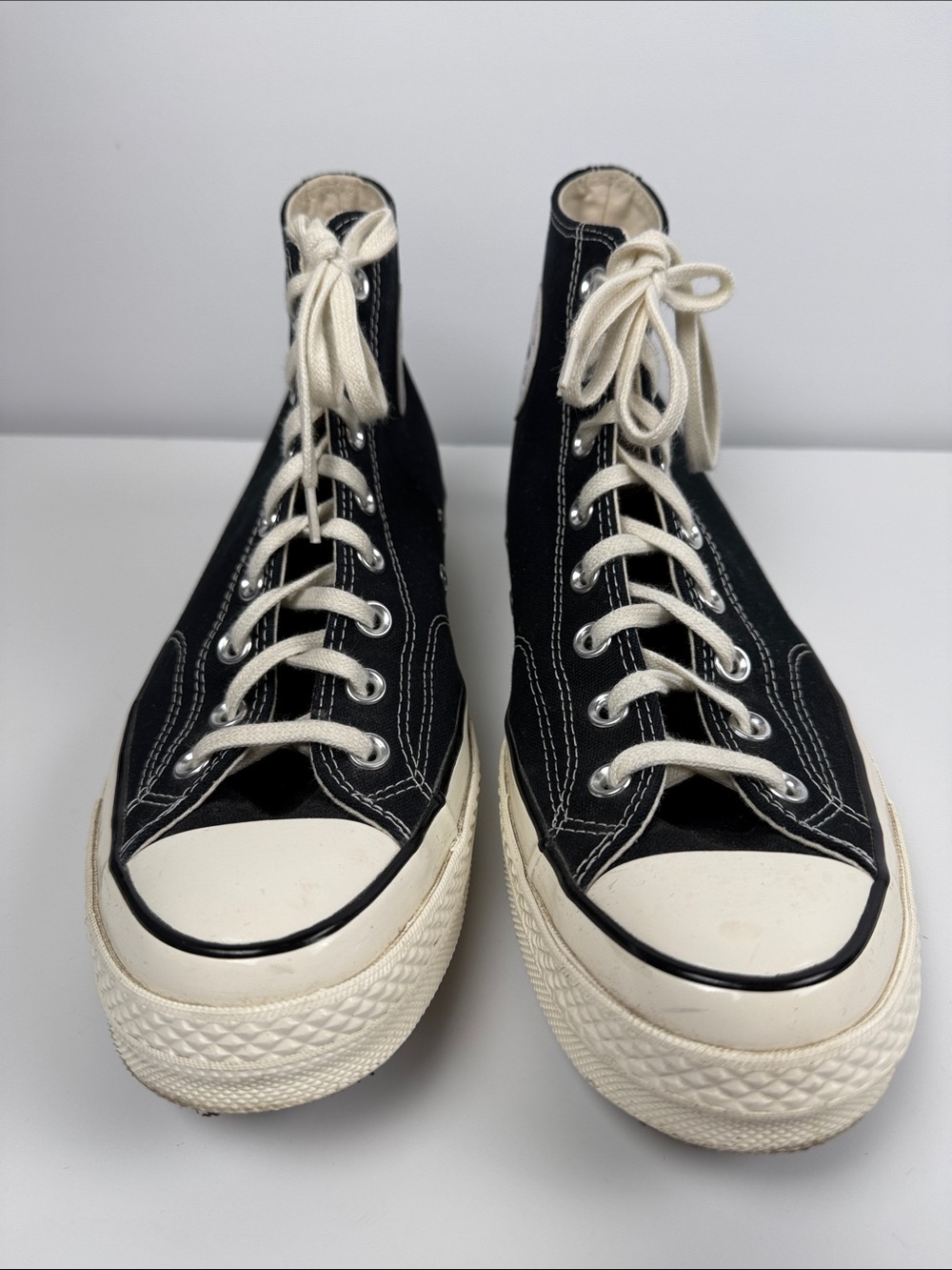 Converse Black High-Top Canvas Sneakers with Cream Accents